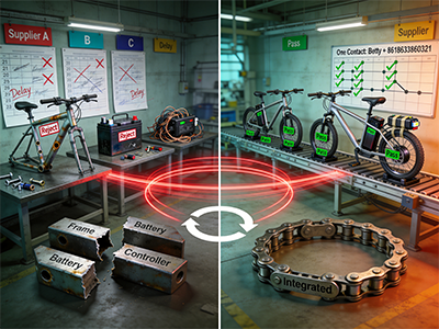 Electric bicycle vertical industry chain manufacturing